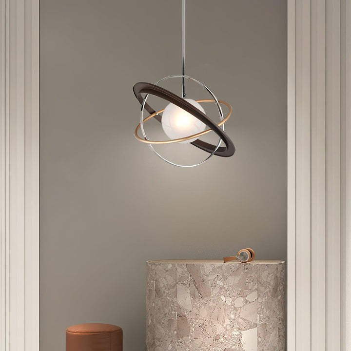 Orbital Ring Frosted Glass Pendant Light
