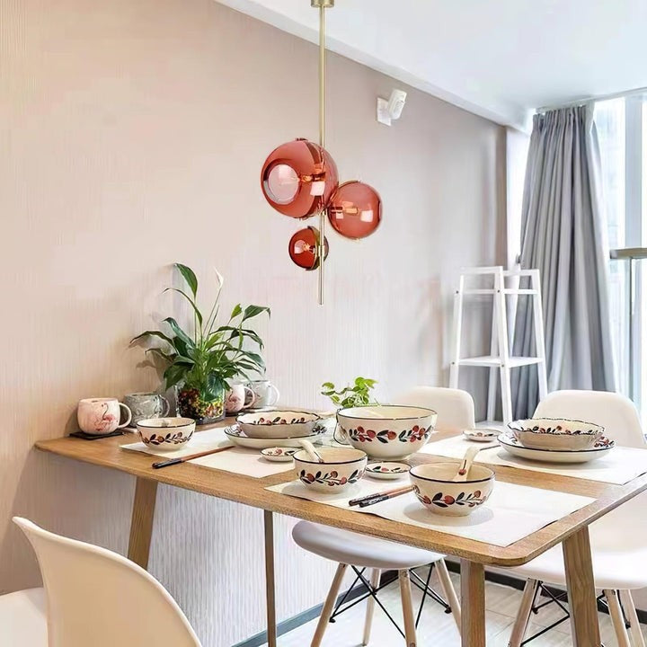 Organic Bloom Red Glass Ceiling Chandelier