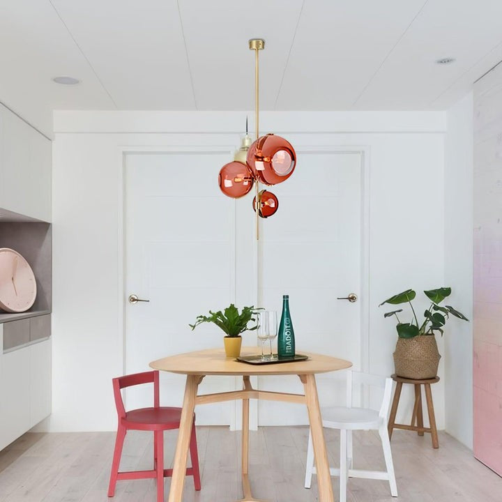 Organic Bloom Red Glass Ceiling Chandelier