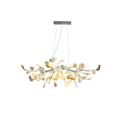 Organic Gingko Leaf Chandelier – Modern Brass Branch Lighting