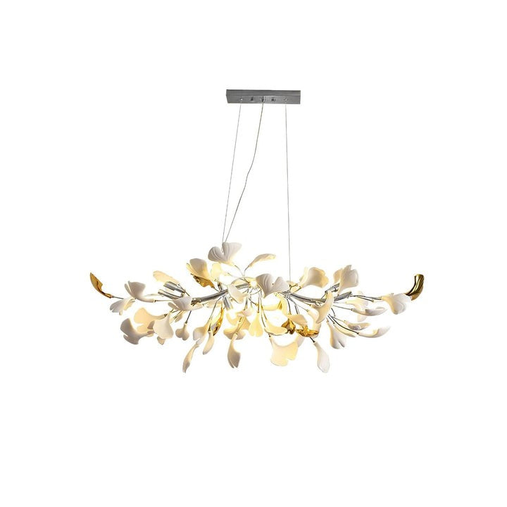 Organic Gingko Leaf Chandelier – Modern Brass Branch Lighting