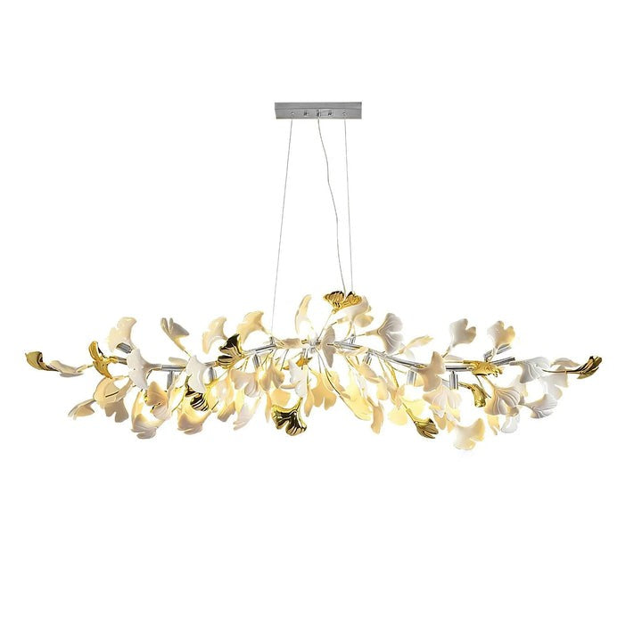 Organic Gingko Leaf Chandelier – Modern Brass Branch Lighting