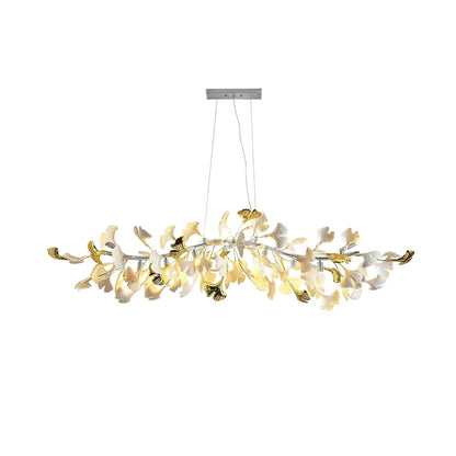 Organic Gingko Leaf Chandelier – Modern Brass Branch Lighting