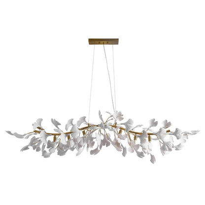 Organic Gingko Leaf Chandelier – Modern Brass Branch Lighting