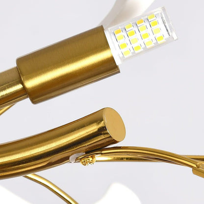 Organic Gingko Leaf Chandelier – Modern Brass Branch Lighting