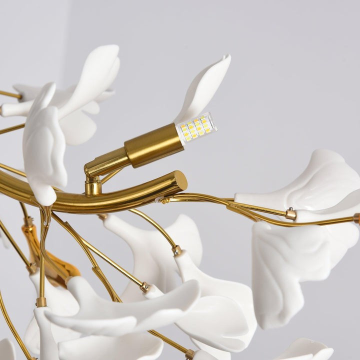 Organic Gingko Leaf Chandelier – Modern Brass Branch Lighting