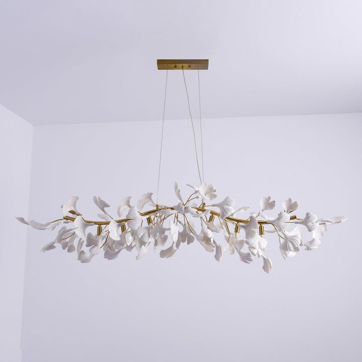 Organic Gingko Leaf Chandelier – Modern Brass Branch Lighting