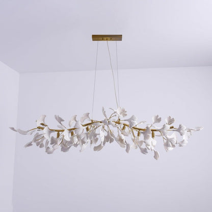 Organic Gingko Leaf Chandelier – Modern Brass Branch Lighting