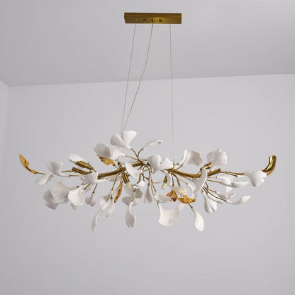 Organic Gingko Leaf Chandelier – Modern Brass Branch Lighting