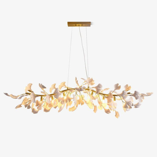 Organic Gingko Leaf Chandelier – Modern Brass Branch Lighting