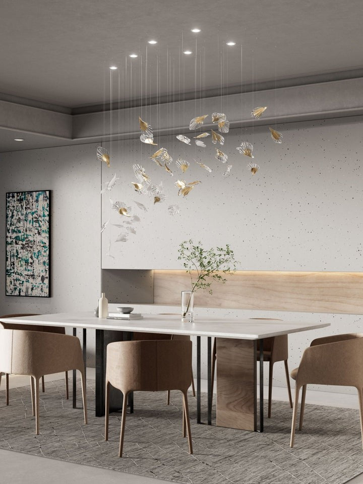 Organic Leaf Crystal Chandelier