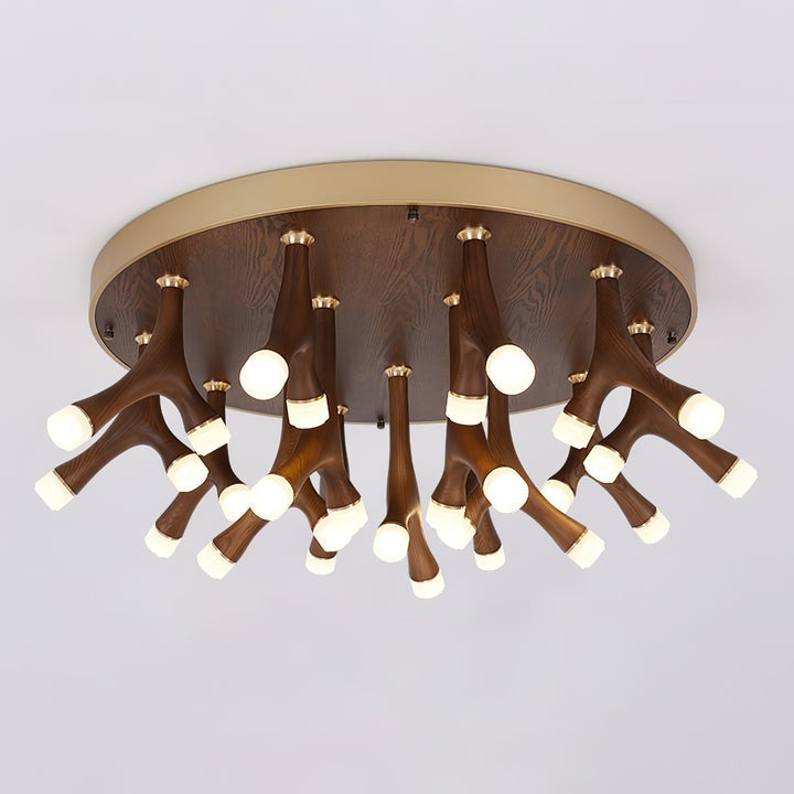 Organic LED Tentacle Ceiling Light with Wood Finish