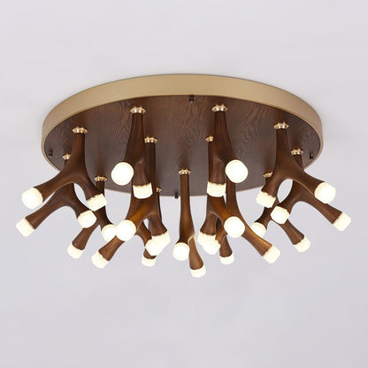Organic LED Tentacle Ceiling Light with Wood Finish