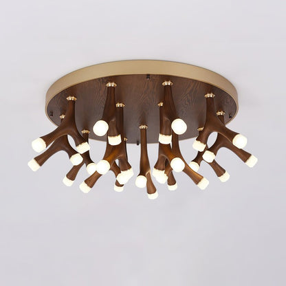 Organic LED Tentacle Ceiling Light with Wood Finish