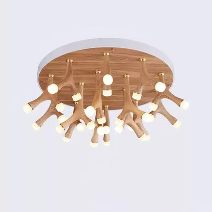Organic LED Tentacle Ceiling Light with Wood Finish
