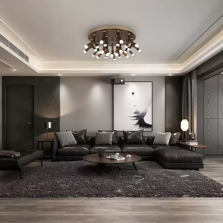 Organic LED Tentacle Ceiling Light with Wood Finish