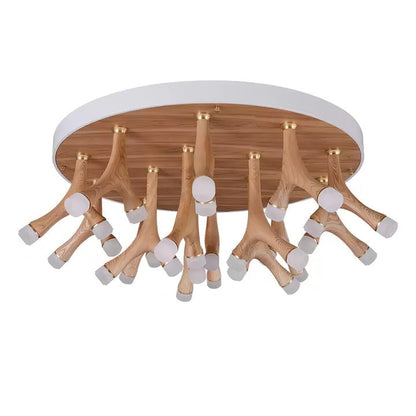 Organic LED Tentacle Ceiling Light with Wood Finish
