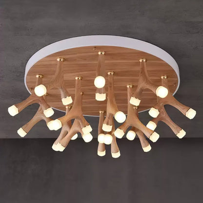 Organic LED Tentacle Ceiling Light with Wood Finish