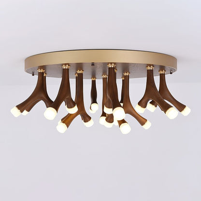 Organic LED Tentacle Ceiling Light with Wood Finish