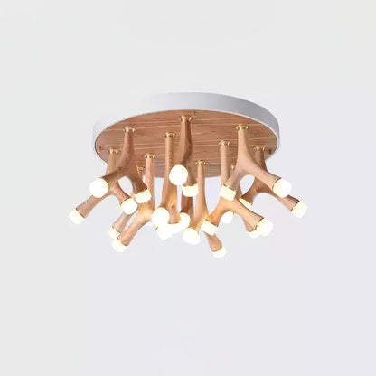 Organic LED Tentacle Ceiling Light with Wood Finish