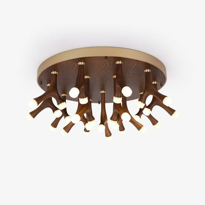 Organic LED Tentacle Ceiling Light with Wood Finish