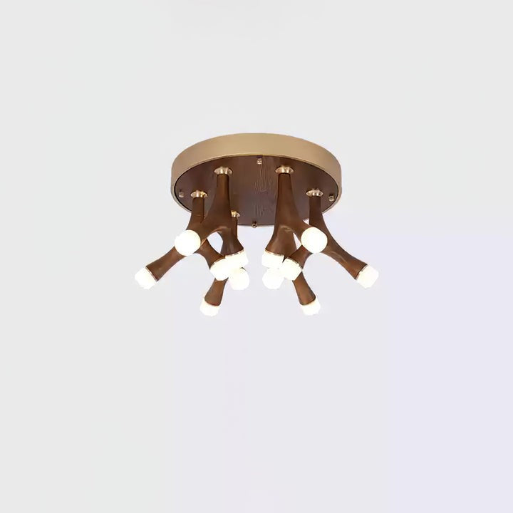 Organic LED Tentacle Ceiling Light with Wood Finish