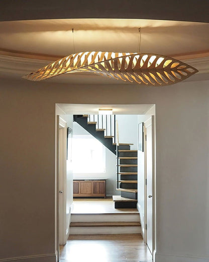 Organic Wooden Leaf LED Pendant Light
