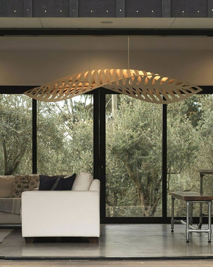 Organic Wooden Leaf LED Pendant Light