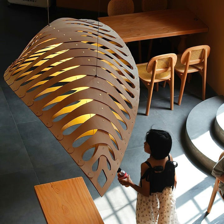 Organic Wooden Leaf LED Pendant Light