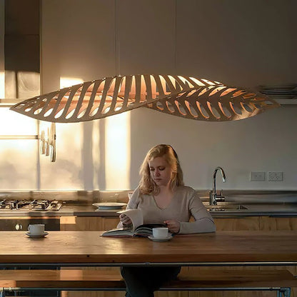 Organic Wooden Leaf LED Pendant Light