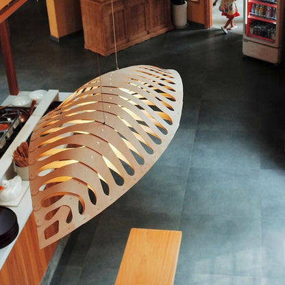 Organic Wooden Leaf LED Pendant Light