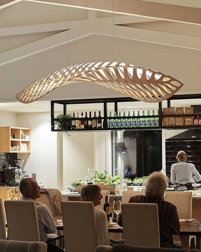 Organic Wooden Leaf LED Pendant Light