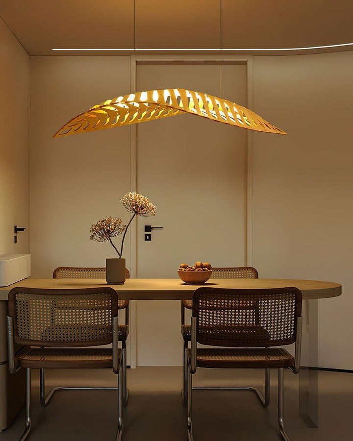 Organic Wooden Leaf LED Pendant Light