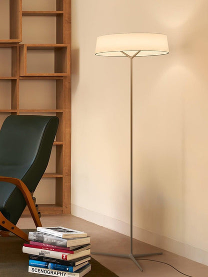 Oriental Lantern LED Floor Lamp with Sleek Aluminum Stem