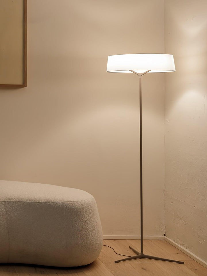 Oriental Lantern LED Floor Lamp with Sleek Aluminum Stem