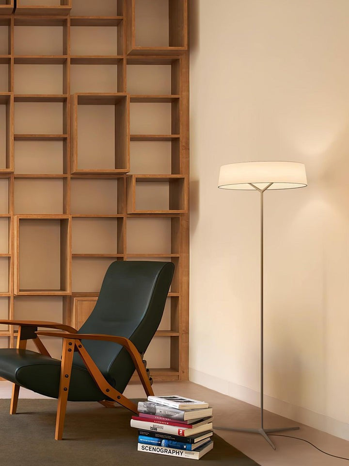 Oriental Lantern LED Floor Lamp with Sleek Aluminum Stem