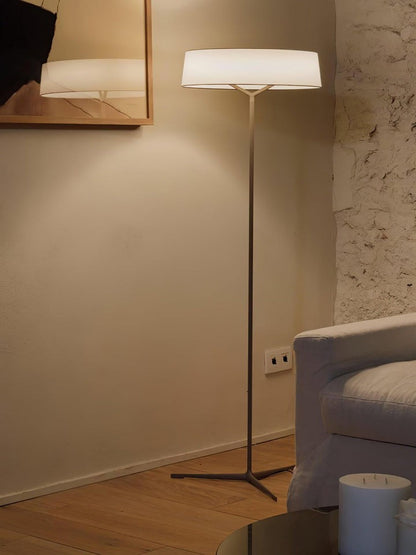Oriental Lantern LED Floor Lamp with Sleek Aluminum Stem