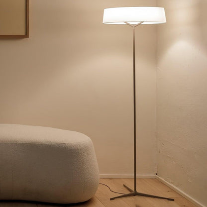 Oriental Lantern LED Floor Lamp with Sleek Aluminum Stem