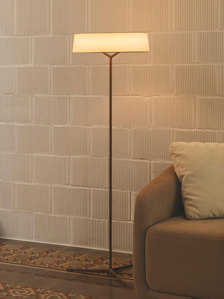 Oriental Lantern LED Floor Lamp with Sleek Aluminum Stem