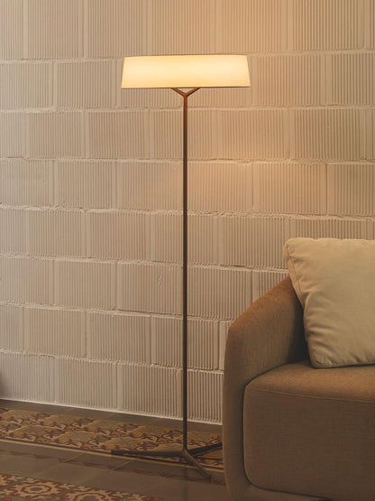 Oriental Lantern LED Floor Lamp with Sleek Aluminum Stem