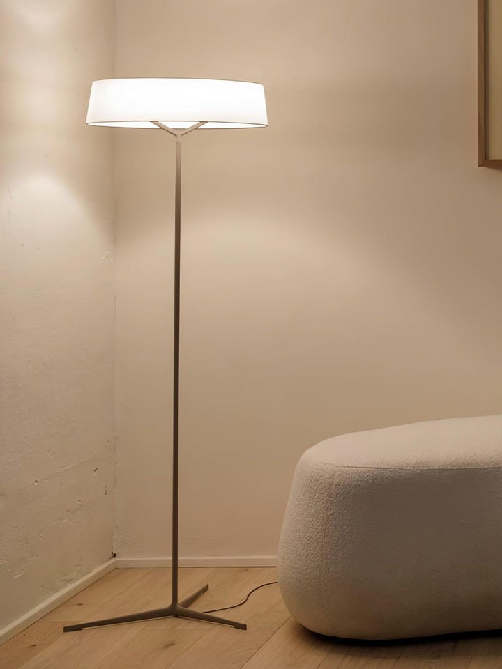 Oriental Lantern LED Floor Lamp with Sleek Aluminum Stem