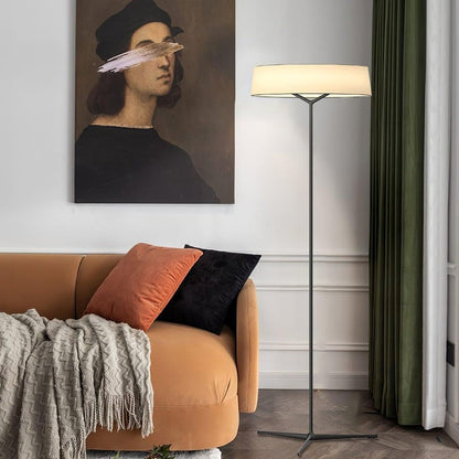 Oriental Lantern LED Floor Lamp with Sleek Aluminum Stem