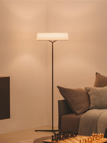 Oriental Lantern LED Floor Lamp with Sleek Aluminum Stem
