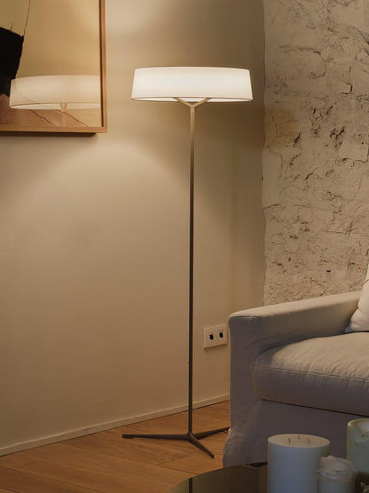 Oriental Lantern LED Floor Lamp with Sleek Aluminum Stem