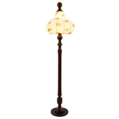 Pear-Shaped Floor Lamp with Maple Leaf Wood Base
