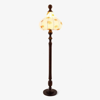 Pear-Shaped Floor Lamp with Maple Leaf Wood Base