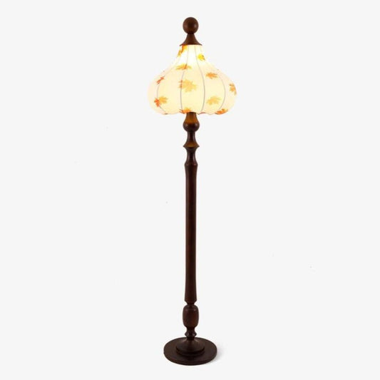 Pear-Shaped Floor Lamp with Maple Leaf Wood Base