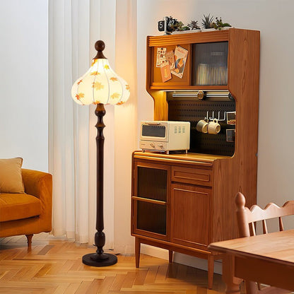 Pear-Shaped Floor Lamp with Maple Leaf Wood Base