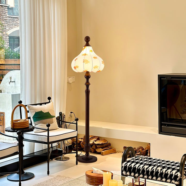 Pear-Shaped Floor Lamp with Maple Leaf Wood Base