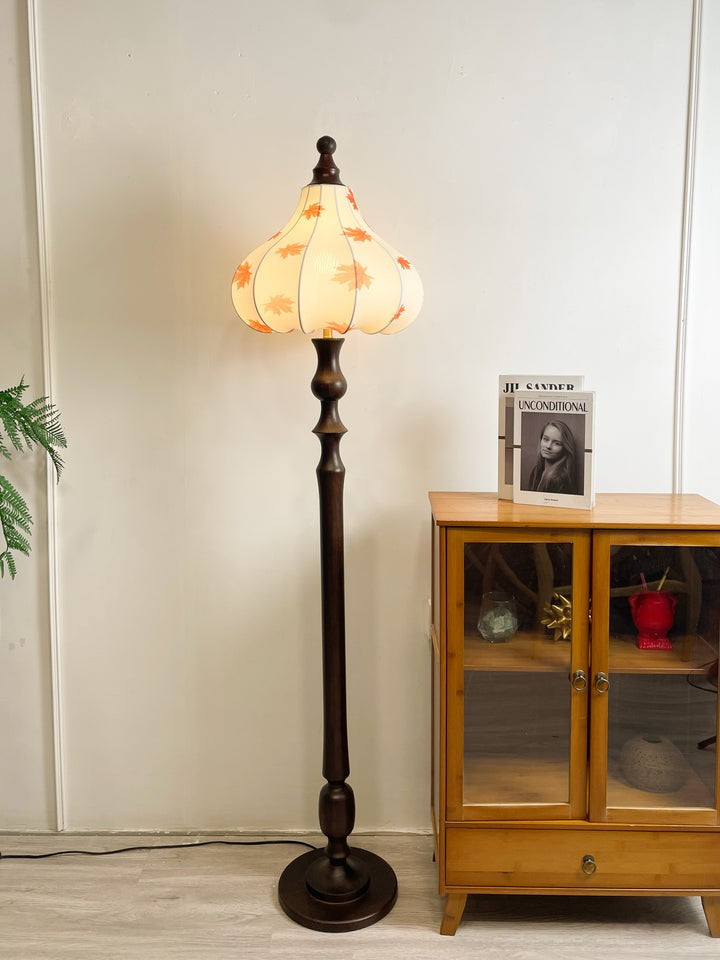 Pear-Shaped Floor Lamp with Maple Leaf Wood Base
